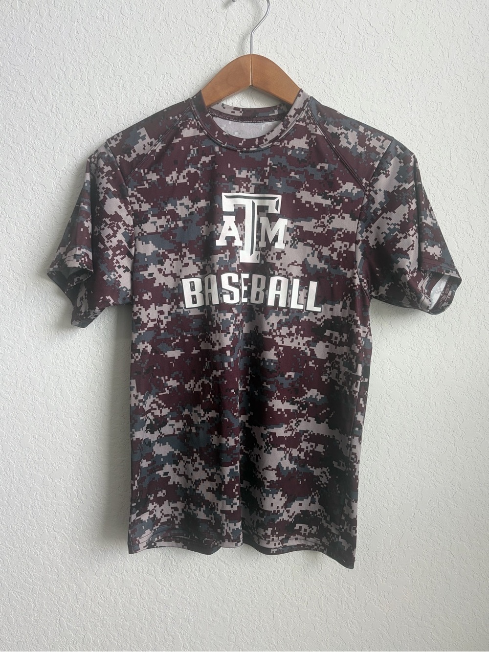 Maroon ATM Camo Dri-Fit  Baseball Tee